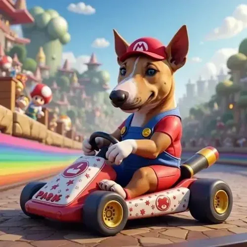AI video of a dog driving a go-kart