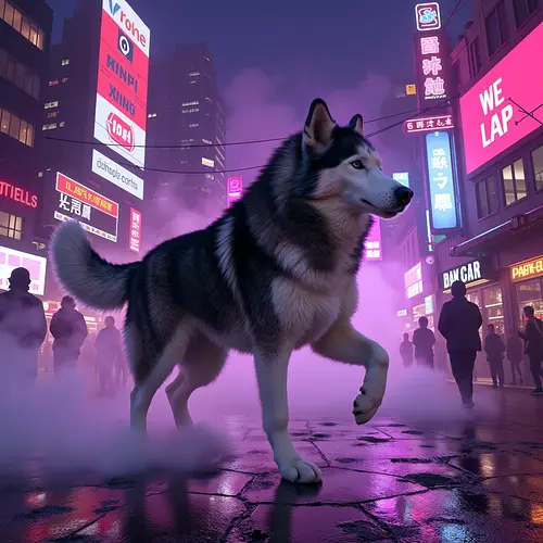 AI image of a pet in cyberpunk style