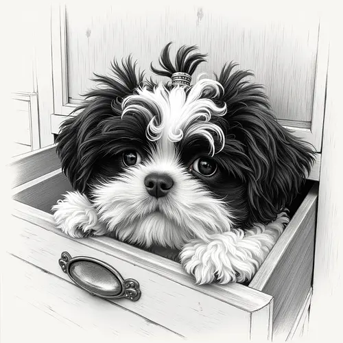 AI image of a pet in pencil sketch style