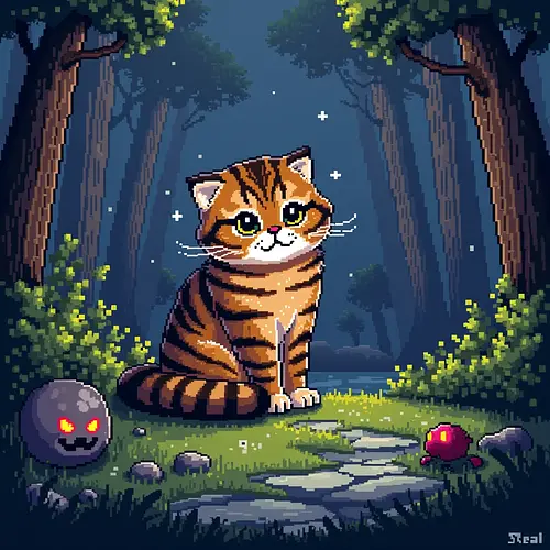 AI image of a pet in pixel art style