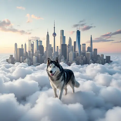 AI pet image at a famous landmark