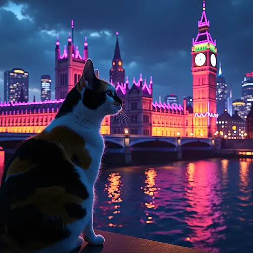 AI pet image at Big Ben in London
