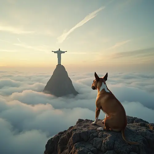 AI pet image at Christ the Redeemer in Brazil