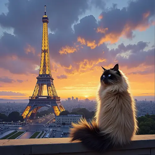 AI pet image at the Eiffel Tower in Paris