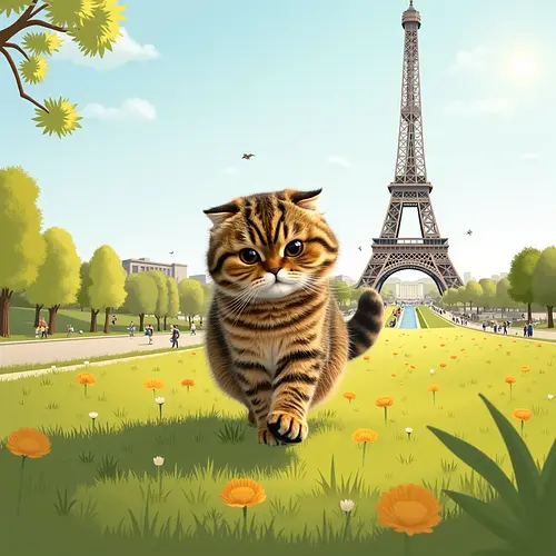 AI pet image at the Eiffel Tower in Paris