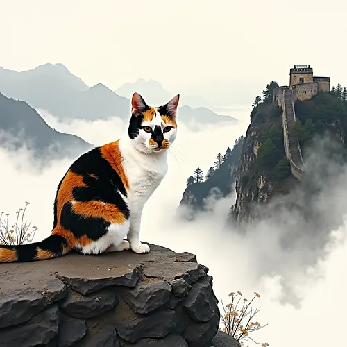 AI pet image at the Great Wall of China
