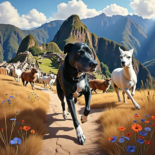 AI pet image at Machu Picchu in Peru