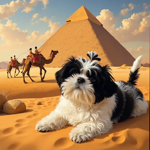 AI pet image at the Pyramids of Giza in Egypt