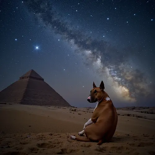 AI pet image at the Pyramids of Giza in Egypt