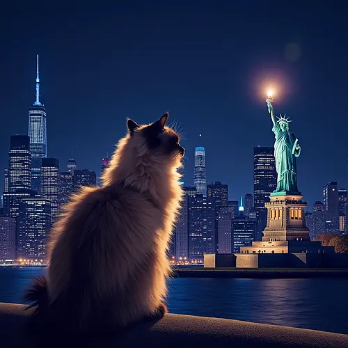 AI pet image at the Statue of Liberty in New York
