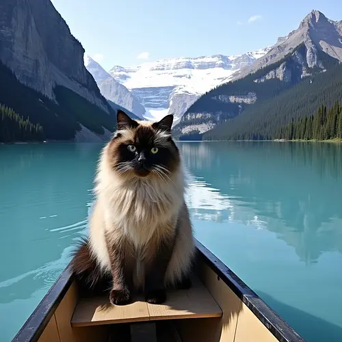 AI-generated pet image by a Canadian lake