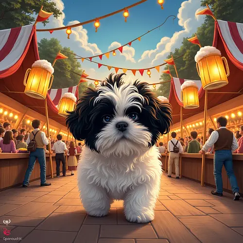 AI-generated pet image on a German cobblestone street