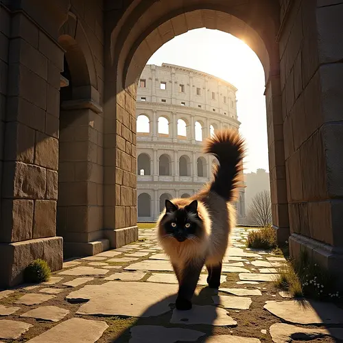 AI-generated pet image in an Italian piazza