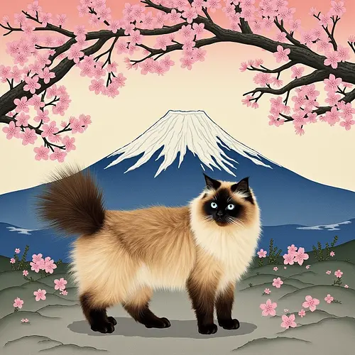 AI-generated pet image in a Japanese garden street