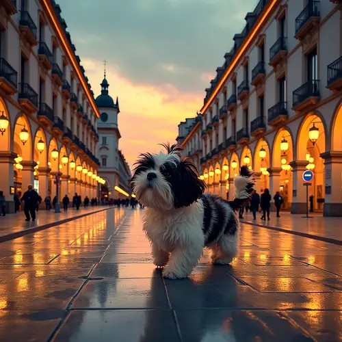 AI-generated pet image in a Spanish plaza