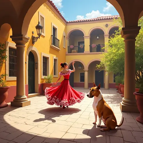 AI-generated pet image in a Spanish plaza