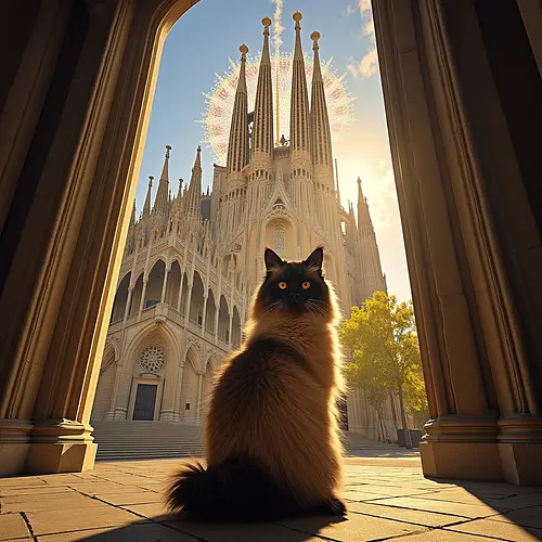 AI-generated pet image in a Spanish plaza