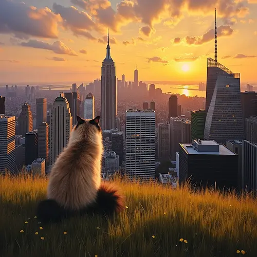 AI-generated pet image in an American cityscape
