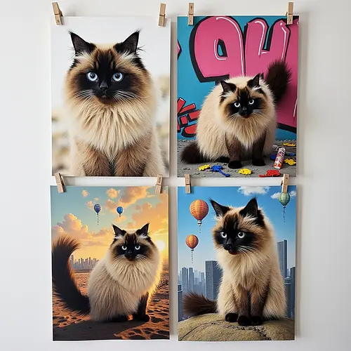 Different pet portrait styles comparison