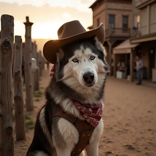AI-generated pet in cowboy costume
