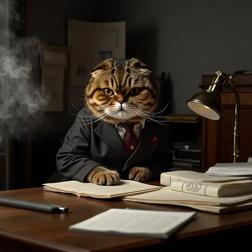AI-generated pet in detective costume
