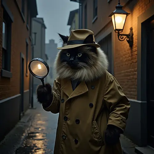AI-generated pet in detective costume