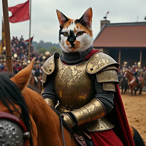 AI-generated pet in medieval knight costume