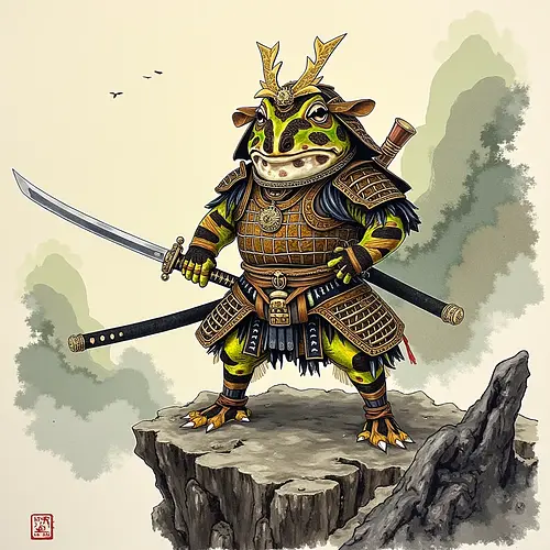 AI-generated pet in samurai costume
