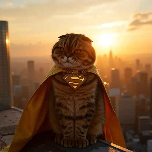 AI-generated pet in superhero costume