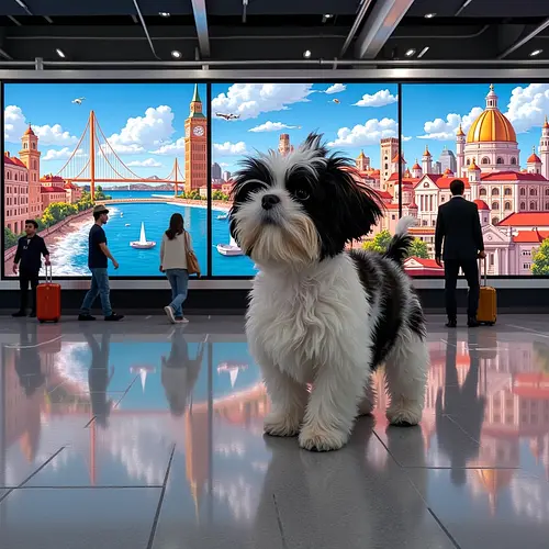 AI-generated pet image with city landmark background