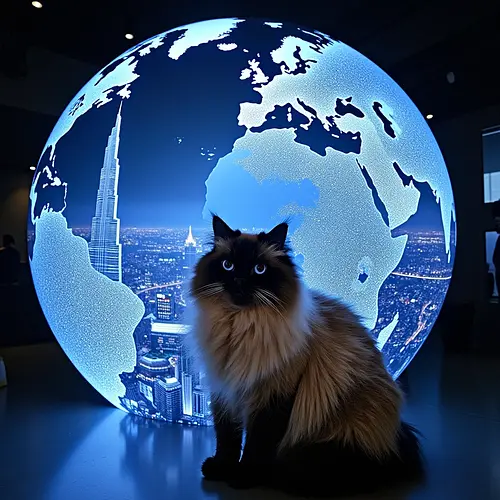 AI-generated pet image with city landmark background