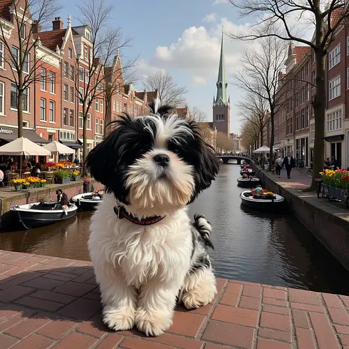 AI-generated pet image on an Amsterdam canal