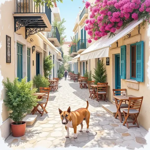 AI-generated pet image with Acropolis backdrop