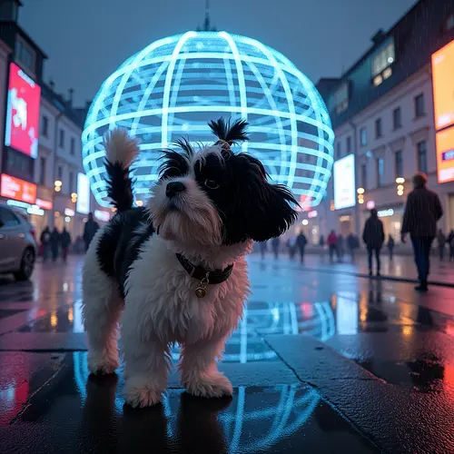 AI-generated pet image at Brandenburg Gate