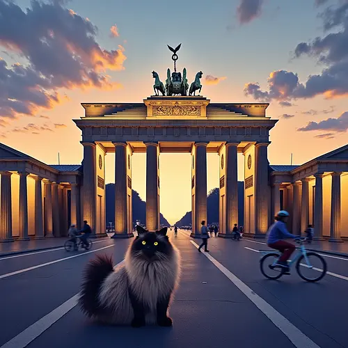 AI-generated pet image at Brandenburg Gate