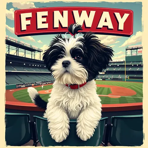 AI-generated pet image with Boston skyline