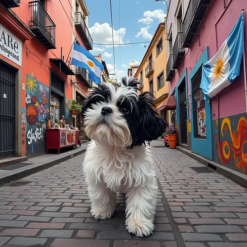 AI-generated pet image with Buenos Aires landmark