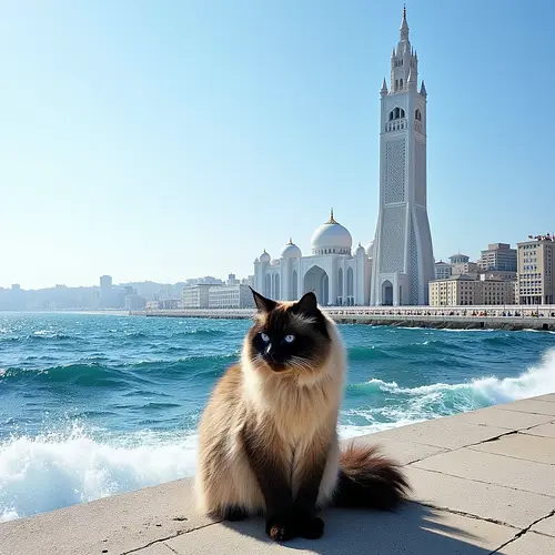 AI-generated pet image with Casablanca landmark