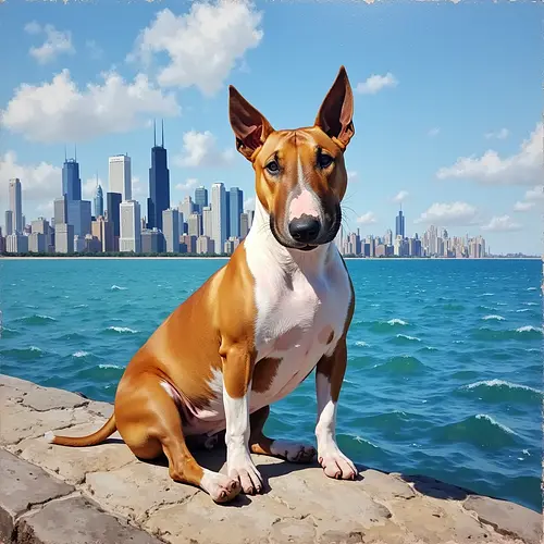AI-generated pet image with Chicago skyline