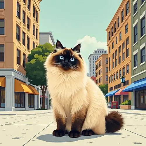 AI-generated pet image with Dallas skyline
