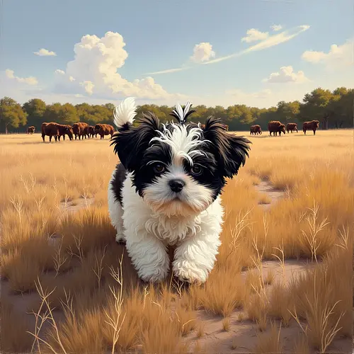 AI-generated pet image with Dallas skyline