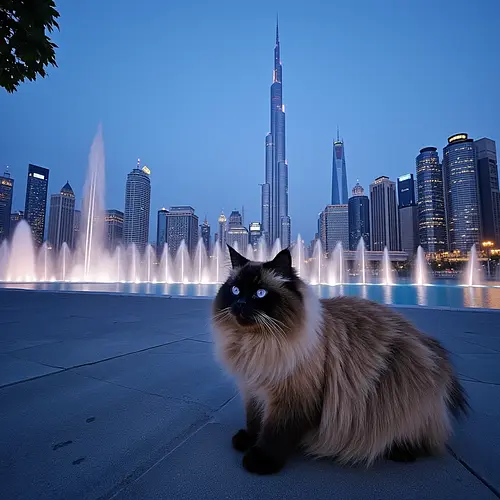 AI-generated pet image with Burj Khalifa
