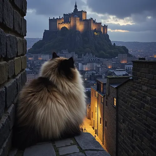 AI-generated pet image with Edinburgh Castle