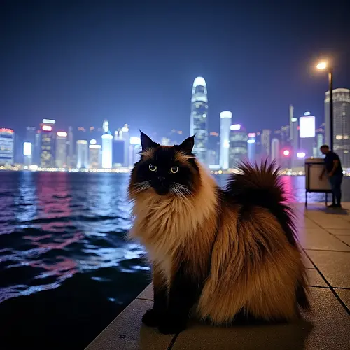 AI-generated pet image over Victoria Harbour
