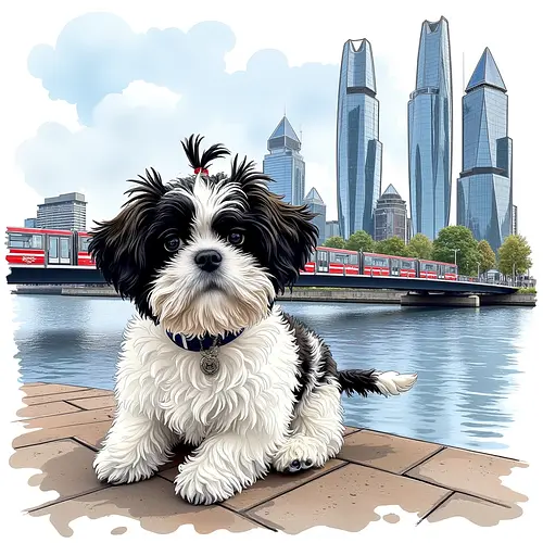 AI-generated pet image with Manchester skyline