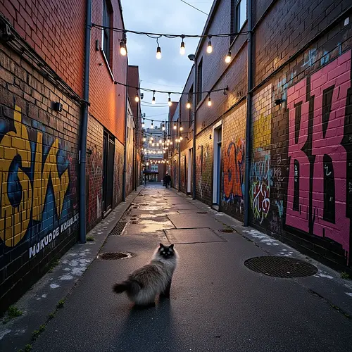 AI-generated pet image in Melbourne laneway