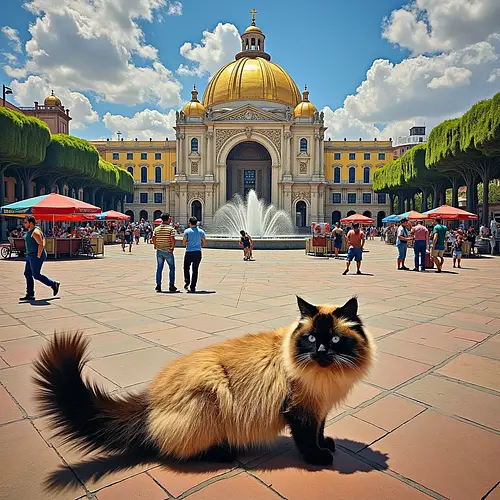 AI-generated pet image with Mexico City backdrop