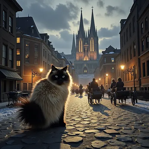 AI-generated pet image with Montreal skyline