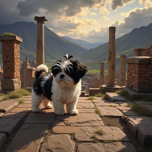 AI-generated pet image with Naples coastline