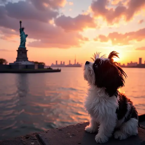 AI-generated pet image with New York skyline